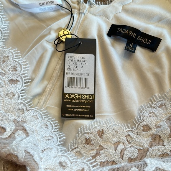 Tadashi Shoji Ivory and Nude Lace Cocktail Dress Women's Size 4 - Picture 12 of 16